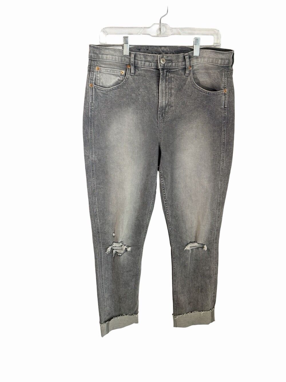 GAP Jeans Women's Size 31/12 Gray Vintage Slim Mid Rise Cuffed Raw Hem Destroyed